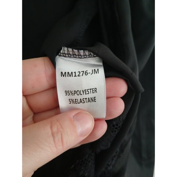 Double Crazy Womens M Black Satin Crop‎ Top Long Sleeve Tie Front  Blouse Party - Picture 5 of 6